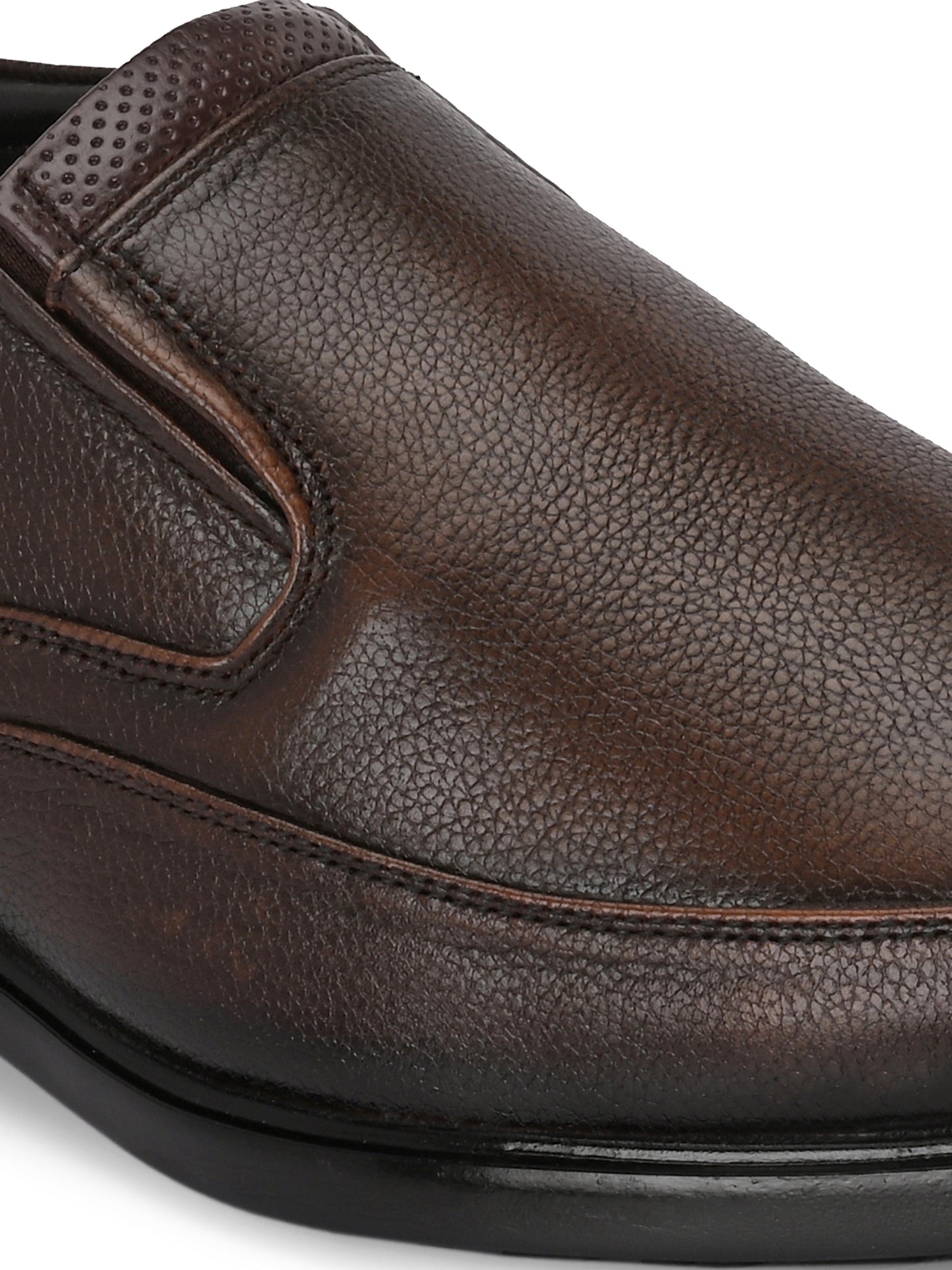 Classic Smart Brown Genuine Leather Slip-On Shoes for Men