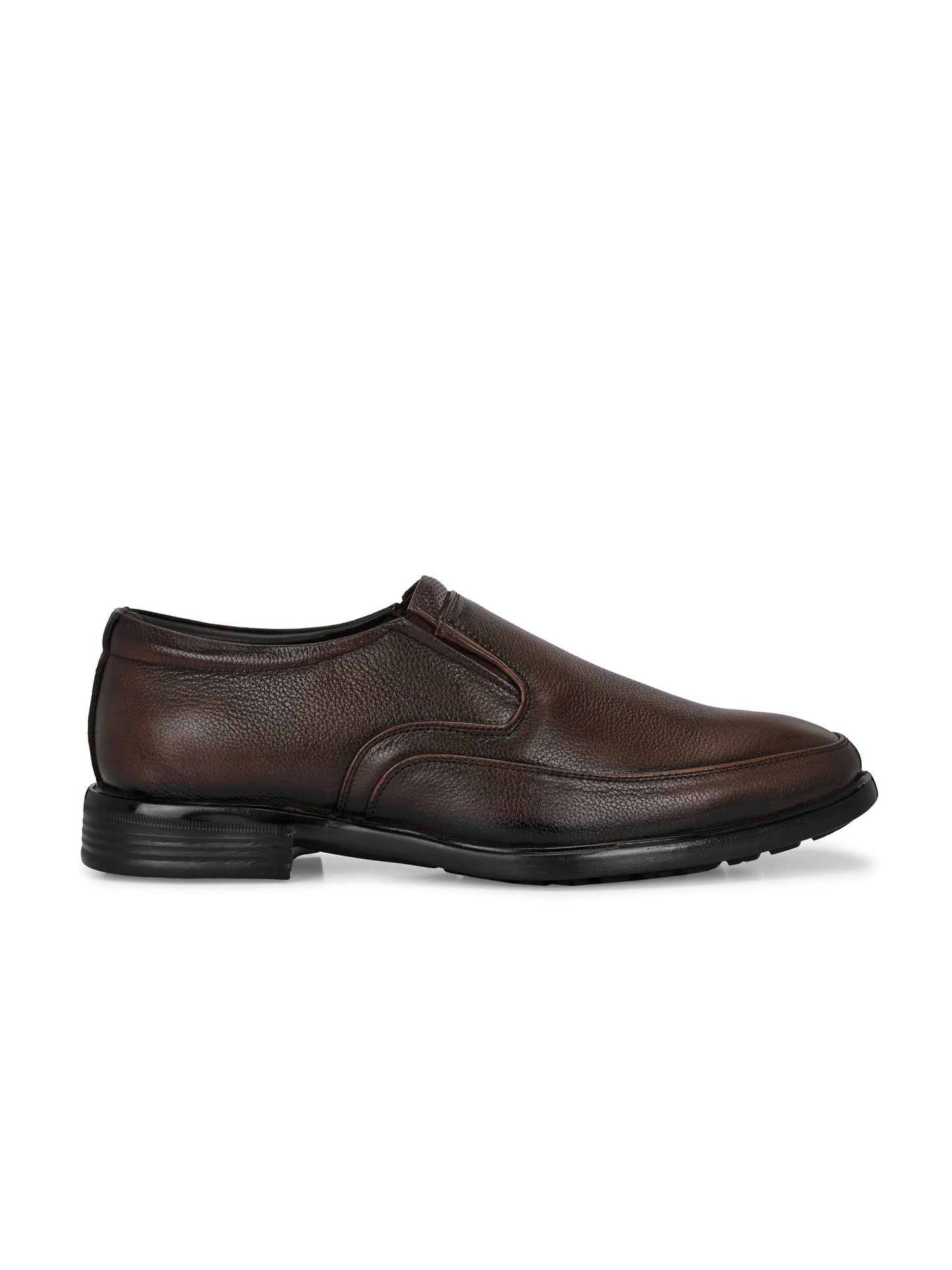 Classic Smart Brown Genuine Leather Slip-On Shoes for Men