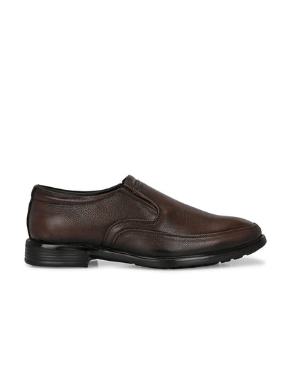 Classic Smart Brown Genuine Leather Slip-On Shoes for Men