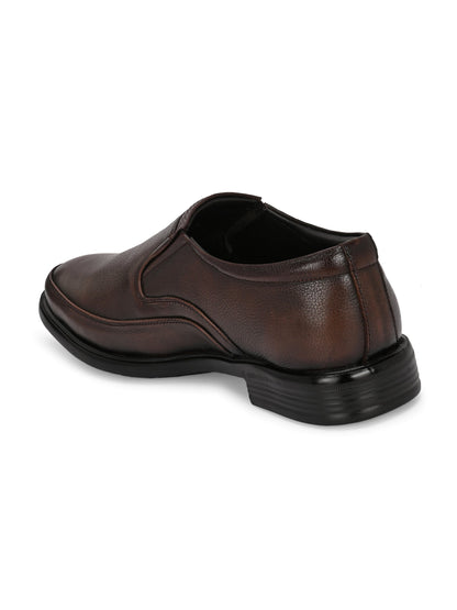 Classic Smart Brown Genuine Leather Slip-On Shoes for Men