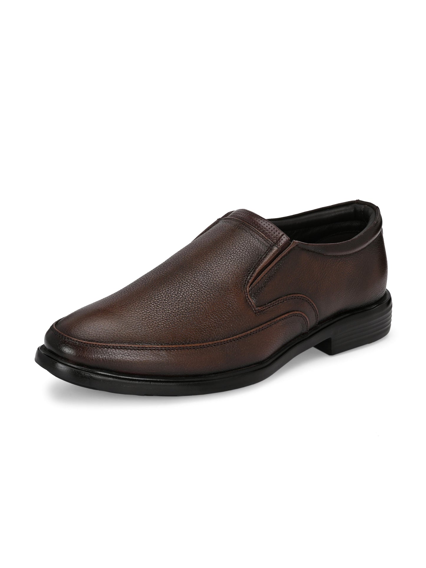 Classic Smart Brown Genuine Leather Slip-On Shoes for Men
