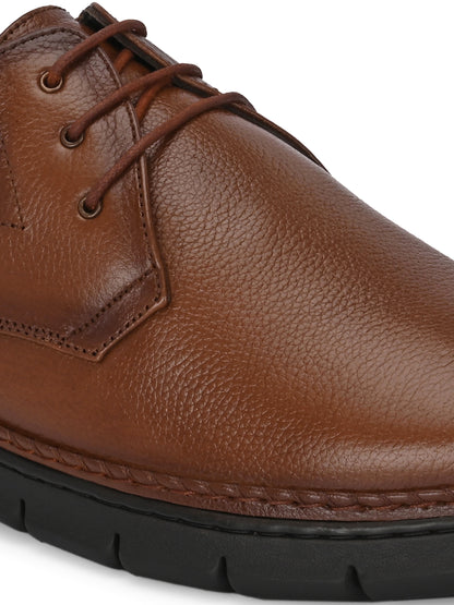 Classic Brown Genuine Leather Lace-Up Shoes for Men