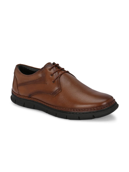 Classic Brown Genuine Leather Lace-Up Shoes for Men