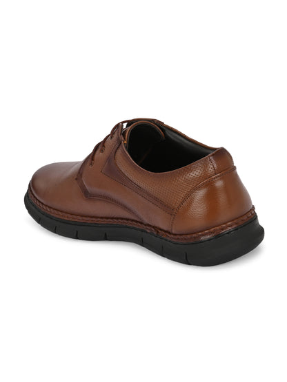 Classic Brown Genuine Leather Lace-Up Shoes for Men