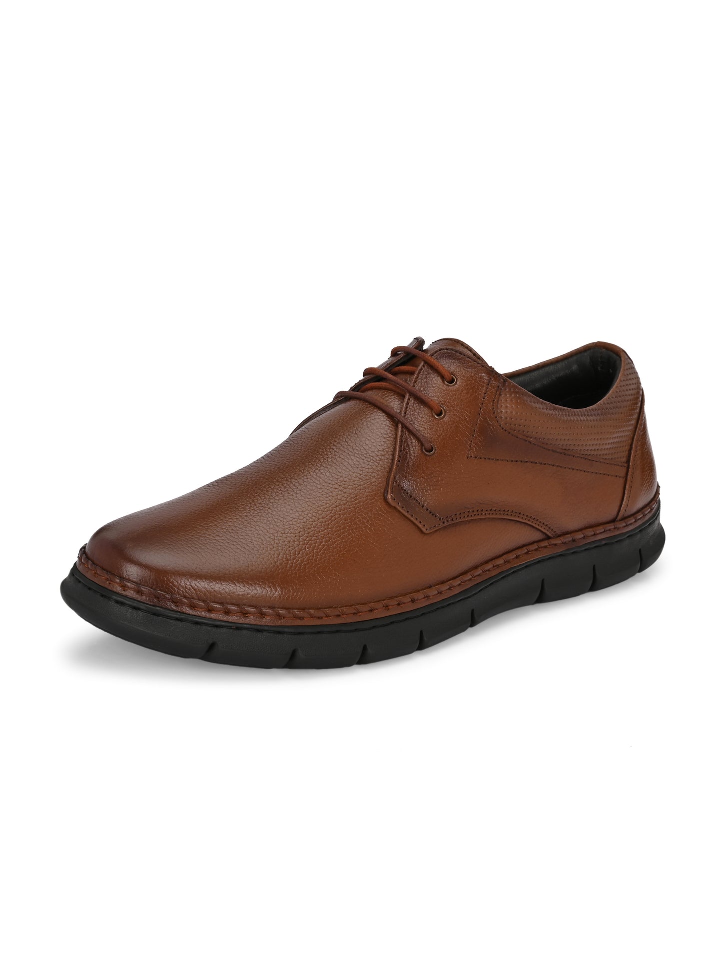 Classic Brown Genuine Leather Lace-Up Shoes for Men