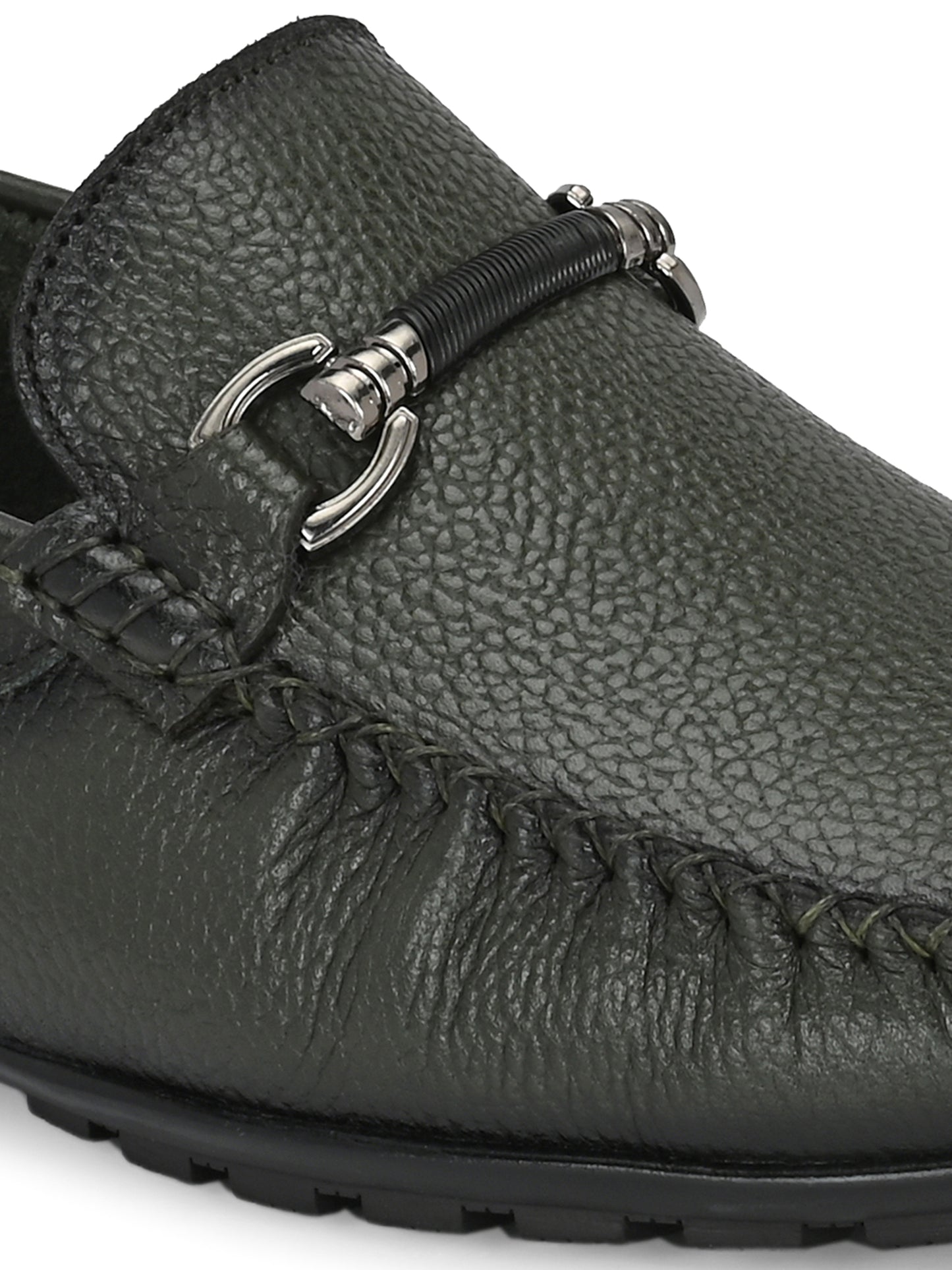 Premium dark Green Leather Loafers for Men
