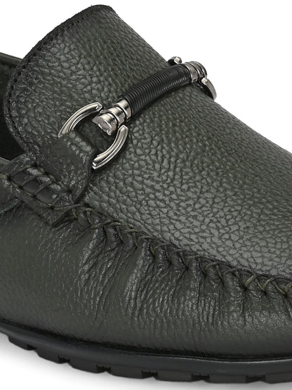 Premium dark Green Leather Loafers for Men