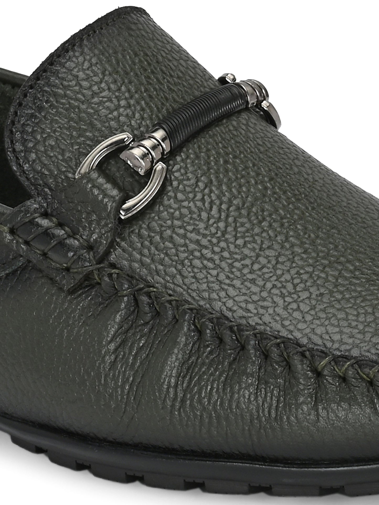 Premium dark Green Leather Loafers for Men