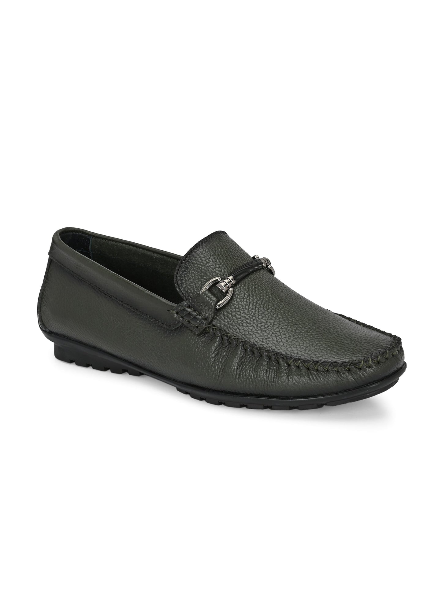 Premium dark Green Leather Loafers for Men
