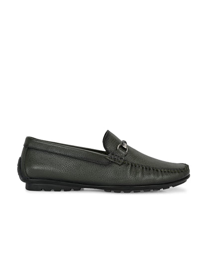 Premium dark Green Leather Loafers for Men