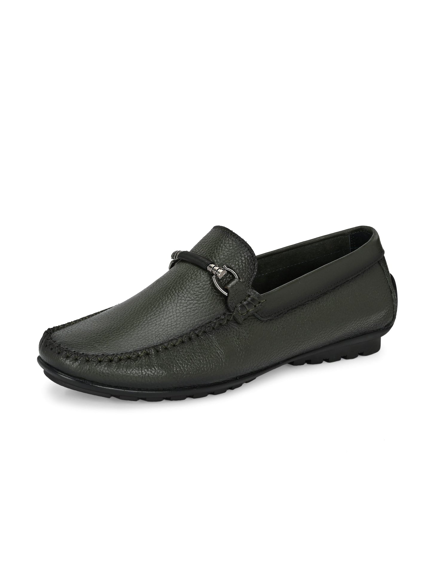 Premium dark Green Leather Loafers for Men