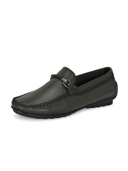 Premium dark Green Leather Loafers for Men