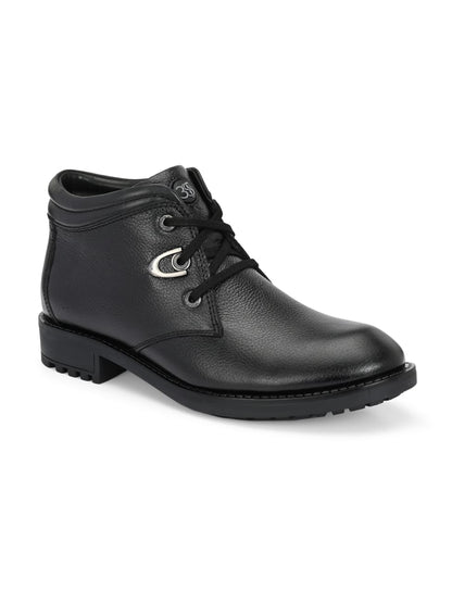 Premium Textured Leather Ankle Boots for Men | Stylish Black/Brown Rugged Outdoor & Casual Boots