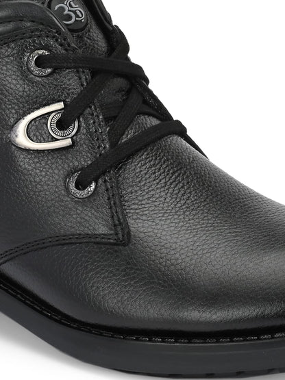 Premium Textured Leather Ankle Boots for Men | Stylish Black/Brown Rugged Outdoor & Casual Boots