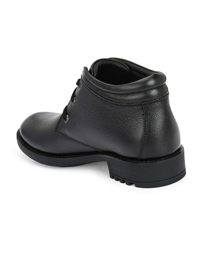 Premium Textured Leather Ankle Boots for Men | Stylish Black/Brown Rugged Outdoor & Casual Boots