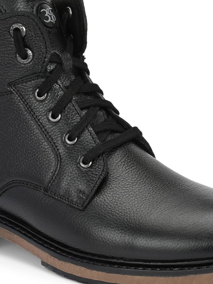 Premium Textured Leather Ankle Boots for Men | Classic Black/Brown Lace-Up Formal-Casual Boots with Anti-Skid Sole