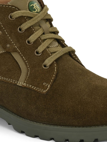 Premium Suede Finish Ankle Boots for Men | Classic Brown/Navy Blue Lace-Up Casual & Outdoor Shoes