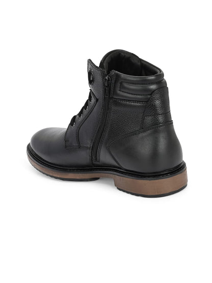 Premium Textured Leather Ankle Boots for Men | Classic Black/Brown Lace-Up Formal-Casual Boots with Anti-Skid Sole