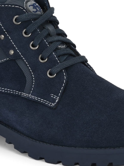 Premium Suede Finish Ankle Boots for Men | Classic Brown/Navy Blue Lace-Up Casual & Outdoor Shoes