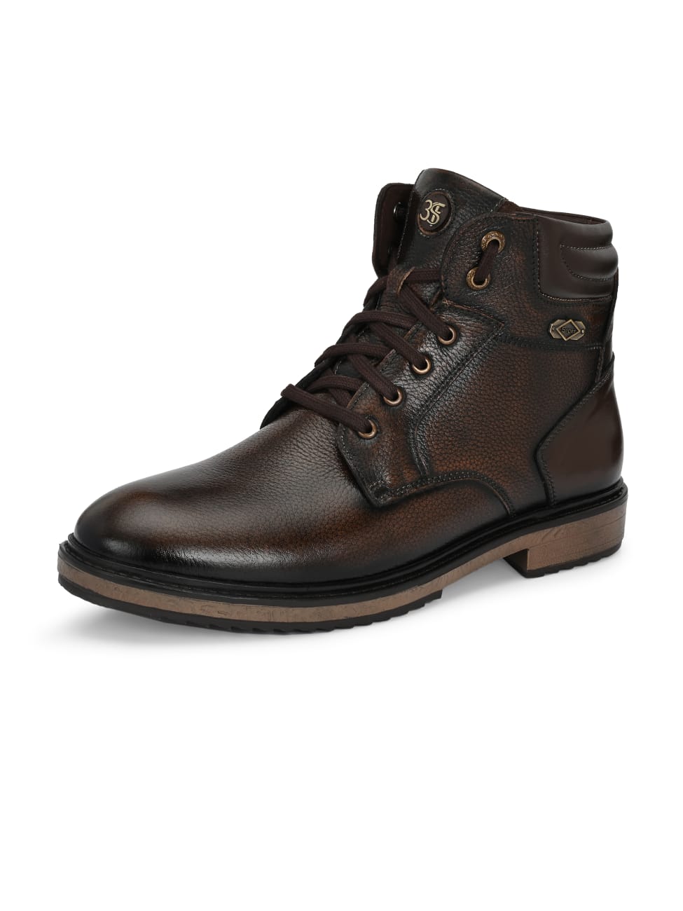 Premium Textured Leather Ankle Boots for Men | Classic Black/Brown Lace-Up Formal-Casual Boots with Anti-Skid Sole