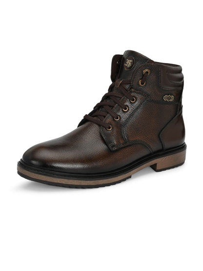 Premium Textured Leather Ankle Boots for Men | Classic Black/Brown Lace-Up Formal-Casual Boots with Anti-Skid Sole