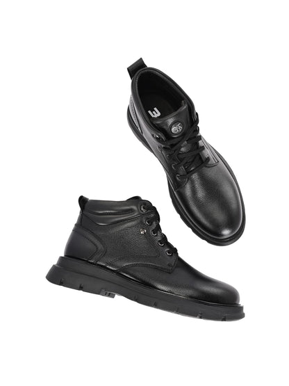 Premium Genuine Leather Ankle Boots for Men | Classic Black/Brown Lace-Up Rugged Casual & Outdoor Shoes