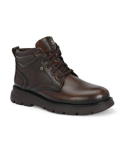 Premium Genuine Leather Ankle Boots for Men | Classic Black/Brown Lace-Up Rugged Casual & Outdoor Shoes