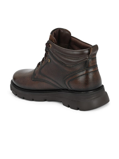 Premium Genuine Leather Ankle Boots for Men | Classic Black/Brown Lace-Up Rugged Casual & Outdoor Shoes