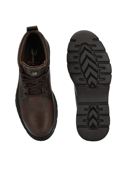 Premium Genuine Leather Ankle Boots for Men | Classic Black/Brown Lace-Up Rugged Casual & Outdoor Shoes