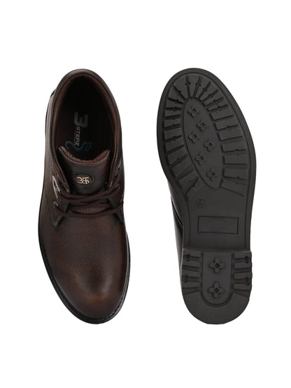 Premium Genuine Leather Ankle Boots for Men | Classic Black/Brown Lace-Up Rugged Casual & Outdoor Shoes