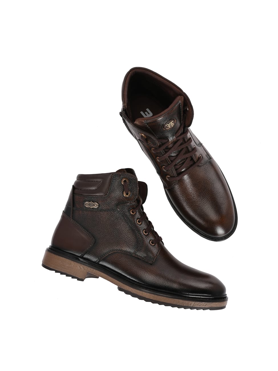 Premium Textured Leather Ankle Boots for Men | Classic Black/Brown Lace-Up Formal-Casual Boots with Anti-Skid Sole