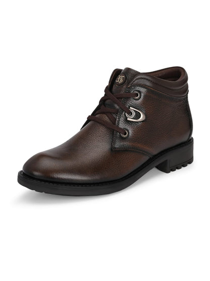 Premium Textured Leather Ankle Boots for Men | Stylish Black/Brown Rugged Outdoor & Casual Boots