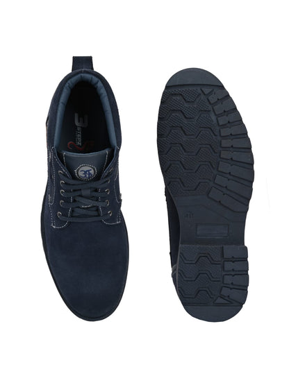 Premium Suede Finish Ankle Boots for Men | Classic Brown/Navy Blue Lace-Up Casual & Outdoor Shoes