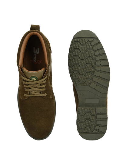 Premium Suede Finish Ankle Boots for Men | Classic Brown/Navy Blue Lace-Up Casual & Outdoor Shoes