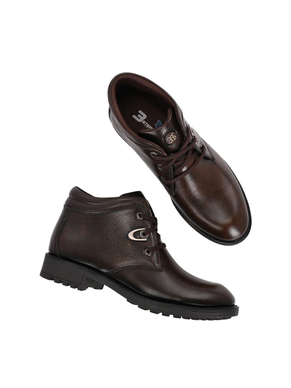 Premium Textured Leather Ankle Boots for Men | Stylish Black/Brown Rugged Outdoor & Casual Boots