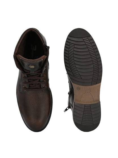 Premium Textured Leather Ankle Boots for Men | Classic Black/Brown Lace-Up Formal-Casual Boots with Anti-Skid Sole