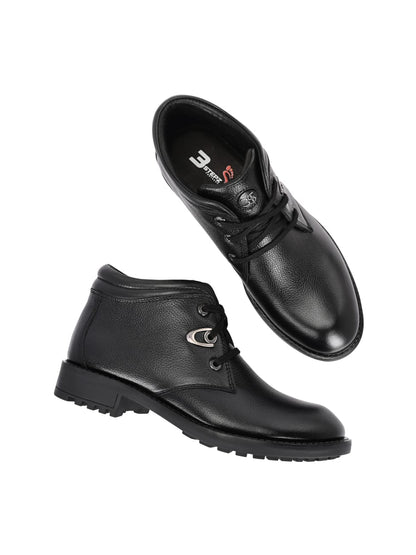 Premium Textured Leather Ankle Boots for Men | Stylish Black/Brown Rugged Outdoor & Casual Boots