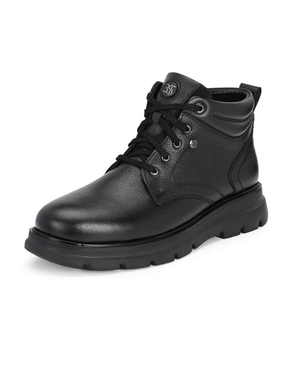 Premium Genuine Leather Ankle Boots for Men | Classic Black/Brown Lace-Up Rugged Casual & Outdoor Shoes