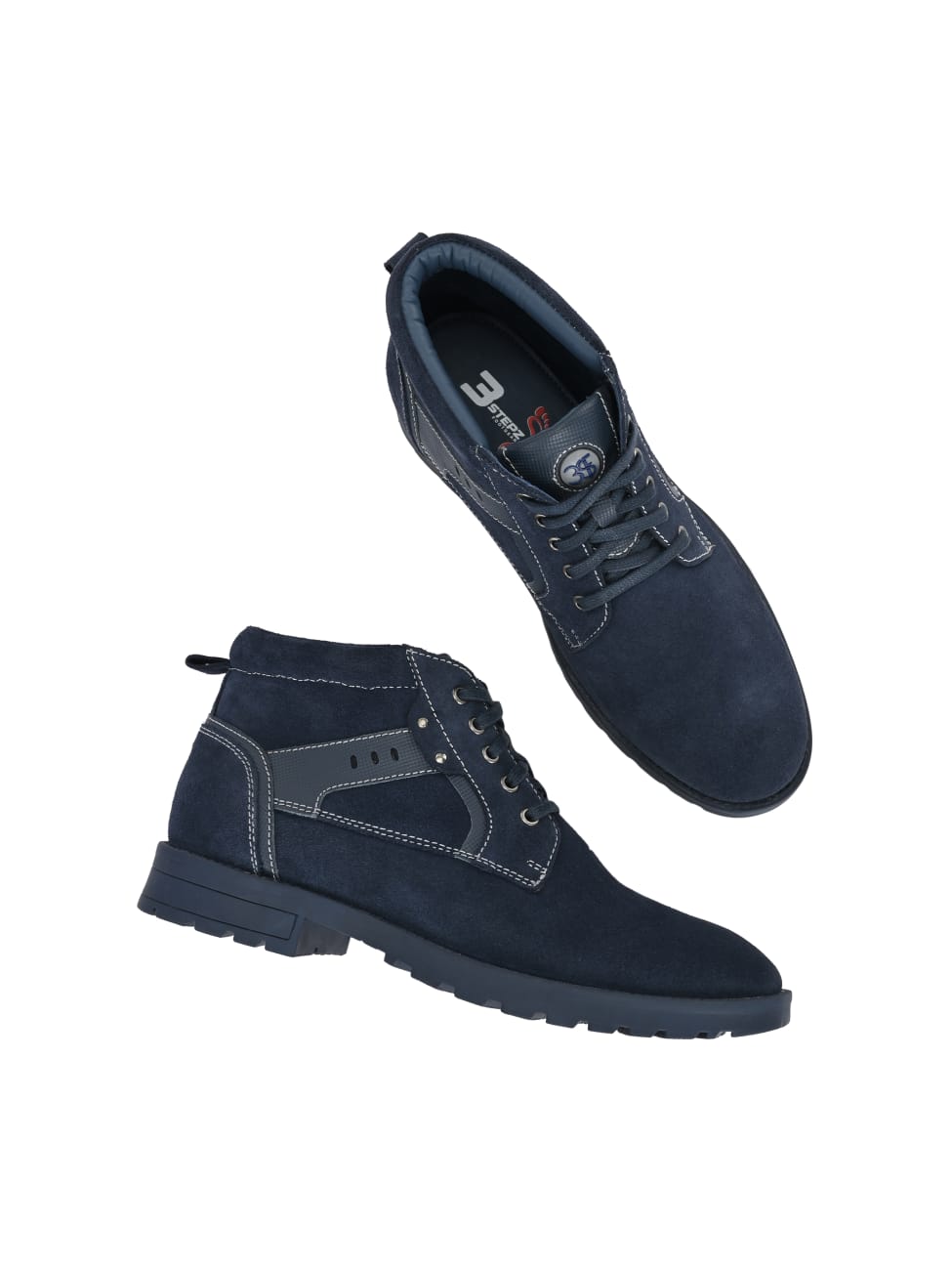 Premium Suede Finish Ankle Boots for Men | Classic Brown/Navy Blue Lace-Up Casual & Outdoor Shoes