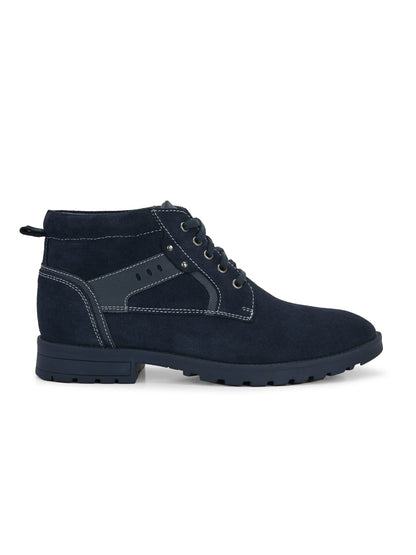 Premium Suede Finish Ankle Boots for Men | Classic Brown/Navy Blue Lace-Up Casual & Outdoor Shoes
