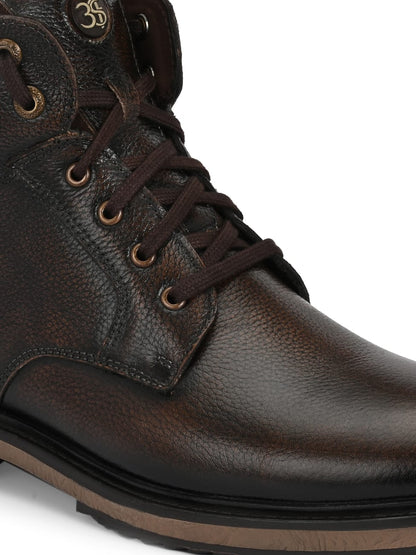 Premium Textured Leather Ankle Boots for Men | Classic Black/Brown Lace-Up Formal-Casual Boots with Anti-Skid Sole