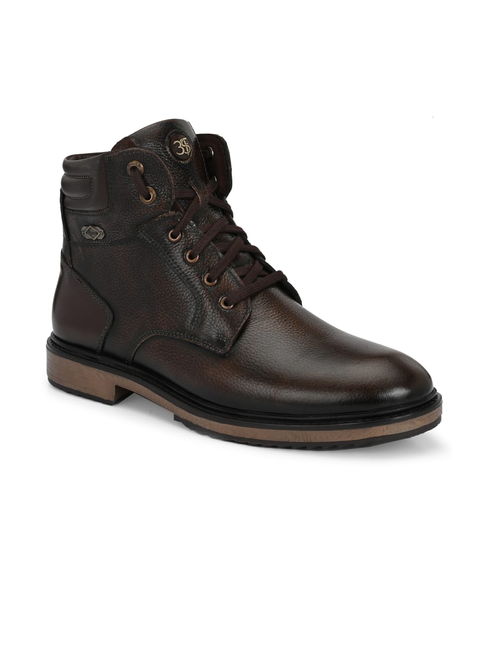 Premium Textured Leather Ankle Boots for Men | Classic Black/Brown Lace-Up Formal-Casual Boots with Anti-Skid Sole