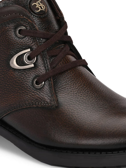 Premium Textured Leather Ankle Boots for Men | Stylish Black/Brown Rugged Outdoor & Casual Boots